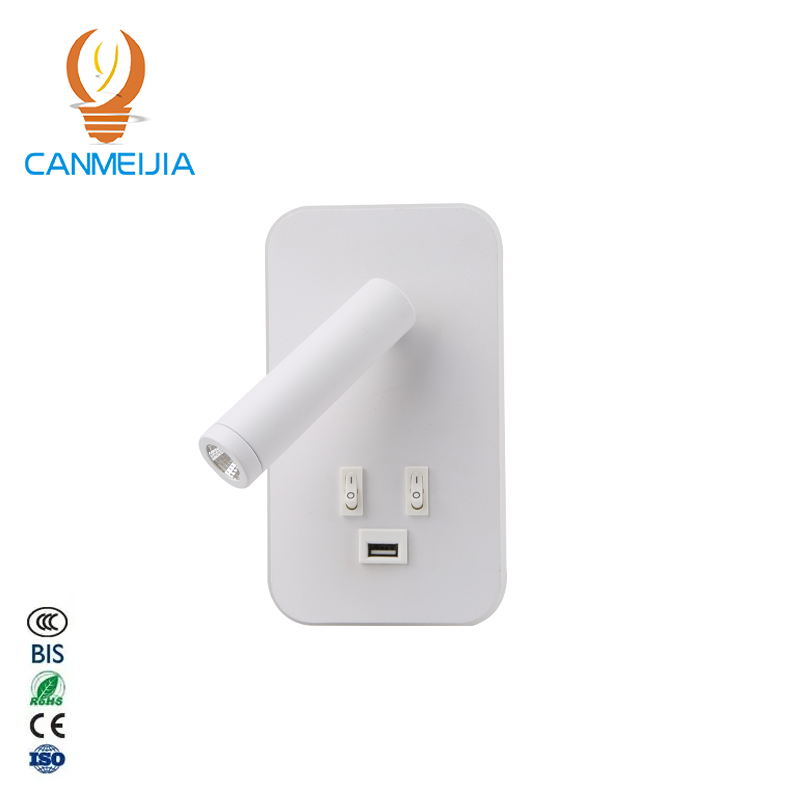 CANMEIJIA reading wall lamp usb charging port dual switch