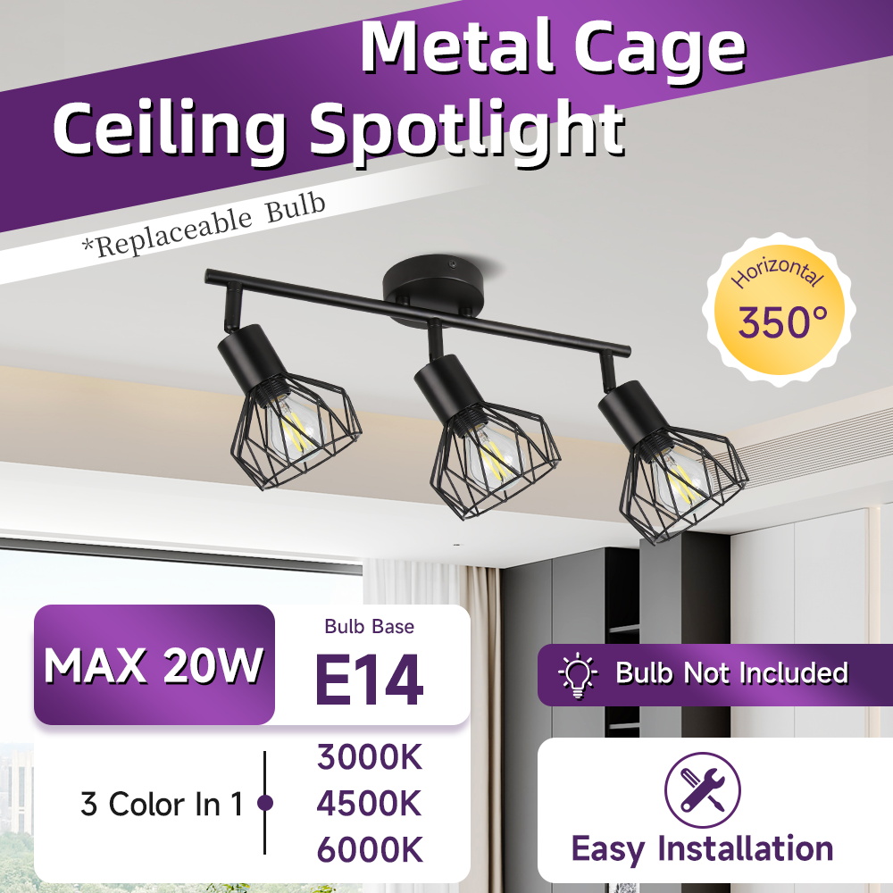 CANMEIJIA  Cage-style ceiling spotlight, E14 lamp base, ( light source not included )
