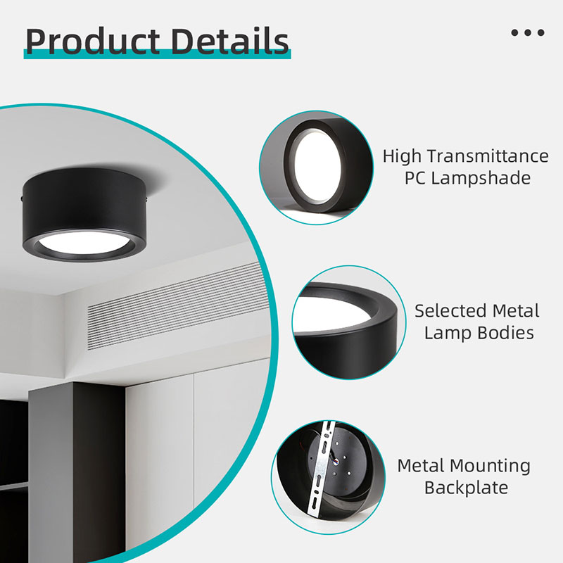 CANMEIJIA  Surface-mounted Downlight, Metal Casing, 65mm High