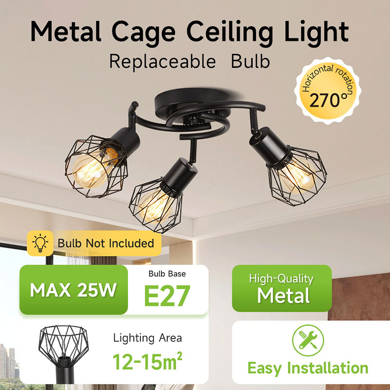 CANMEIJIA  Round ceiling spotlight in iron cage style