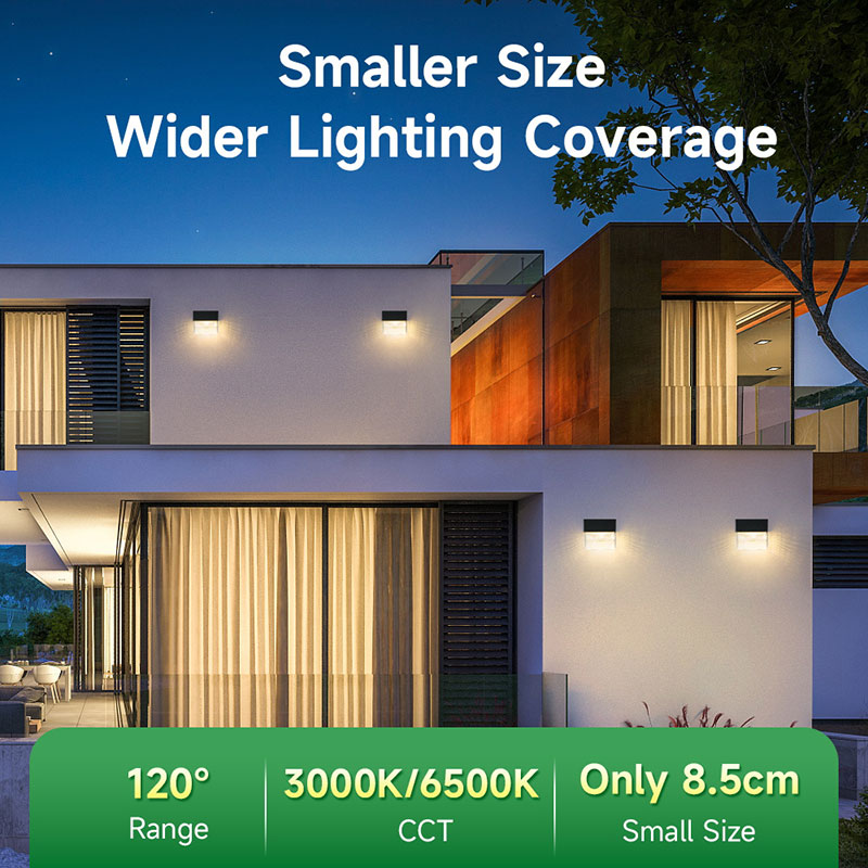 CANMEIJIA  Solar Wall Lamp, Model 001, Square Pattern Crystal Shade, Dual Color with DIP Switch