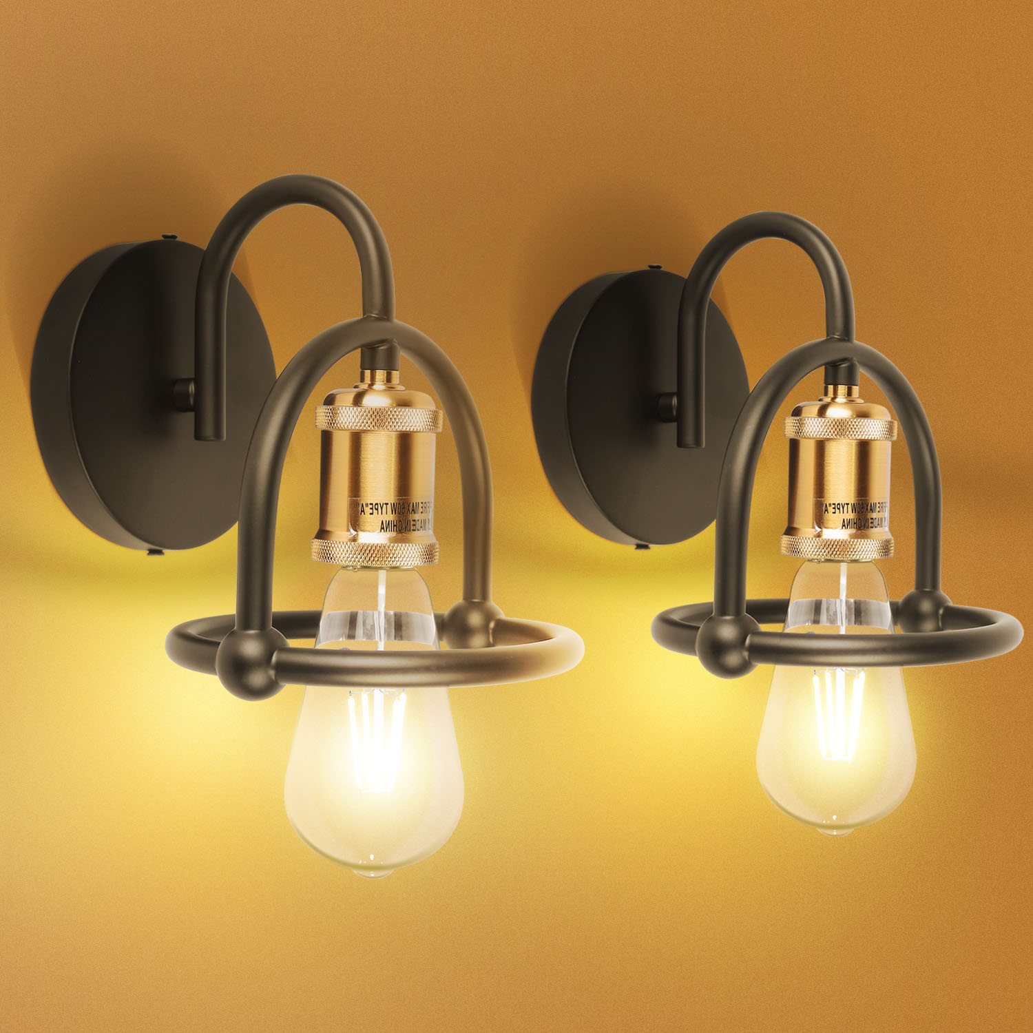 (CANMEIJIA) Wall light  Sconce Set of 2, Vintage Wall Sconce Fixtures E26 socket, bulb not included