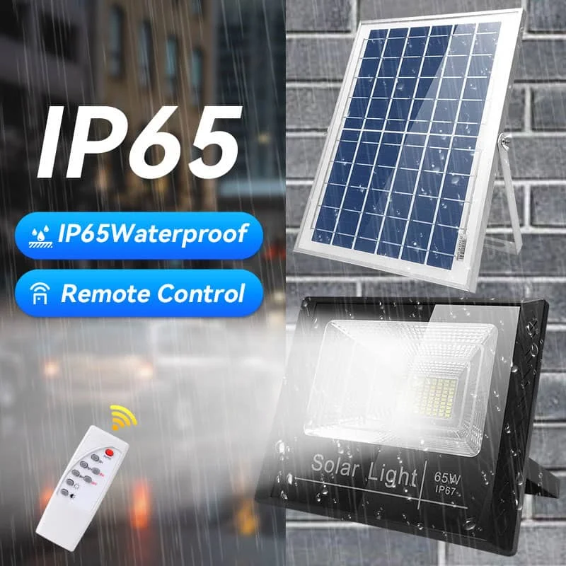 CANMEIJIA 10.6*7.08''LED Solar Outdoor Flood Light with Remote Control, 25-200W