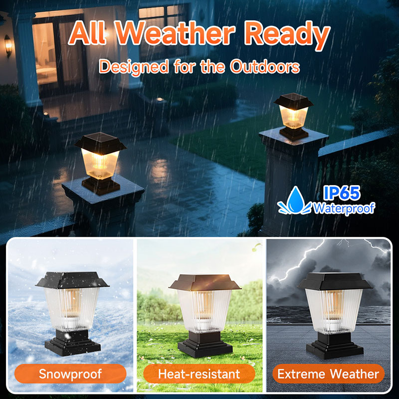 CANMEIJIA  Pillar lamp with power supply + solar power, model 001, three-color changing light