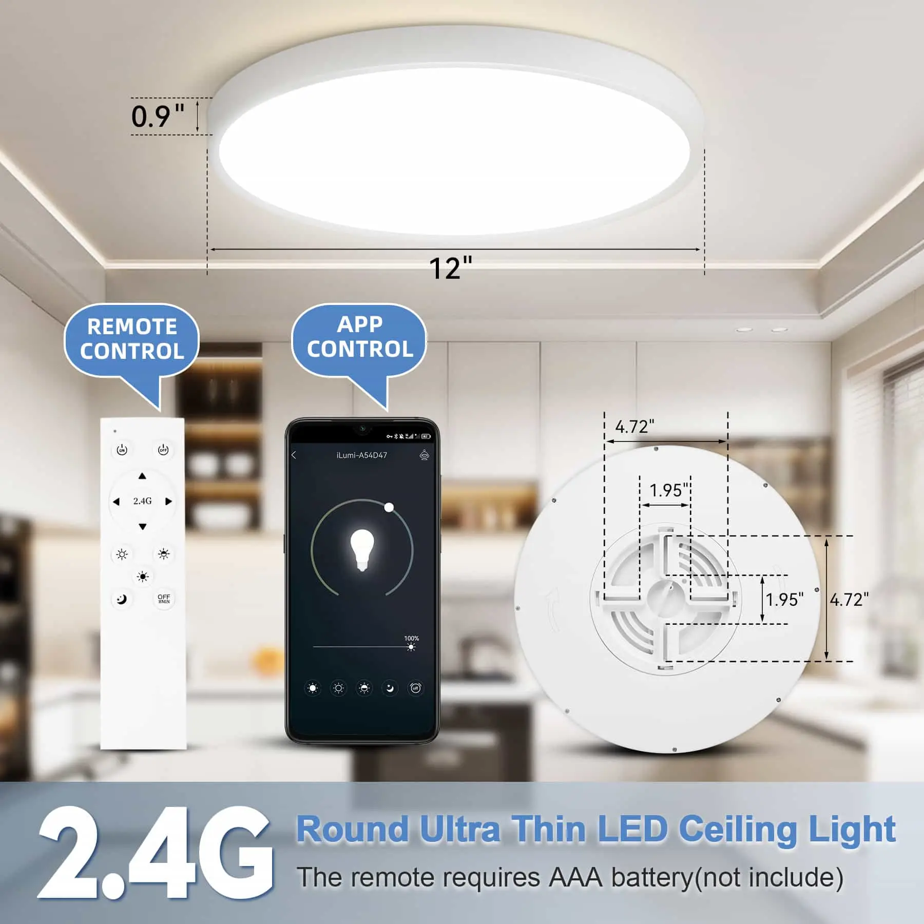 CANMEIJIA ceiling light Ultra-thin edge-lit 2.4G stepless dimming and color matching