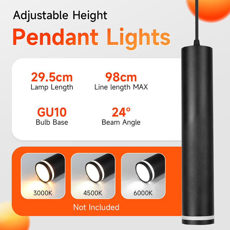 CANMEIJIA  Dining room pendant light with cylindrical design and acrylic halo, uses GU10 bulb