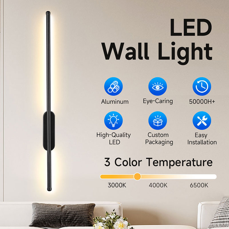 CANMEIJIA  Long Wall Lamp, Model 001, Wide Voltage Range, Three-Color Adjustable Lighting
