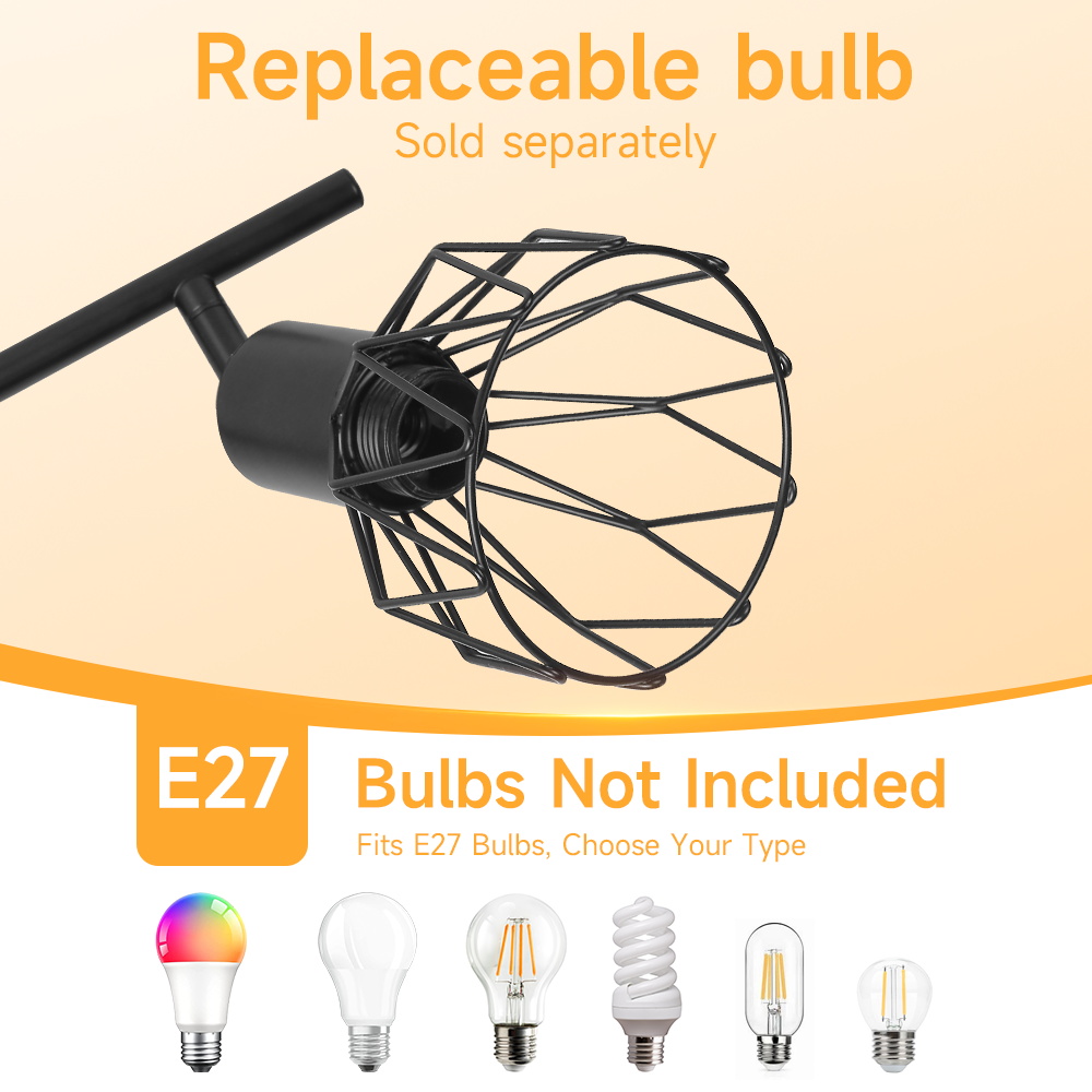 (CANMEIJIA) Chandelier-Style Ceiling Spotlight — Iron Cage Design | Black | 5-Head / 6-Head | E27 Socket