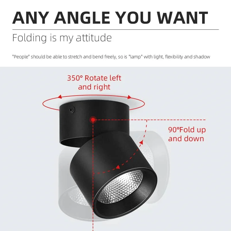 （CANMEIJIA） Folding Surface Mounted Downlight 001 Black 7W/10w/15w Three-color dimming