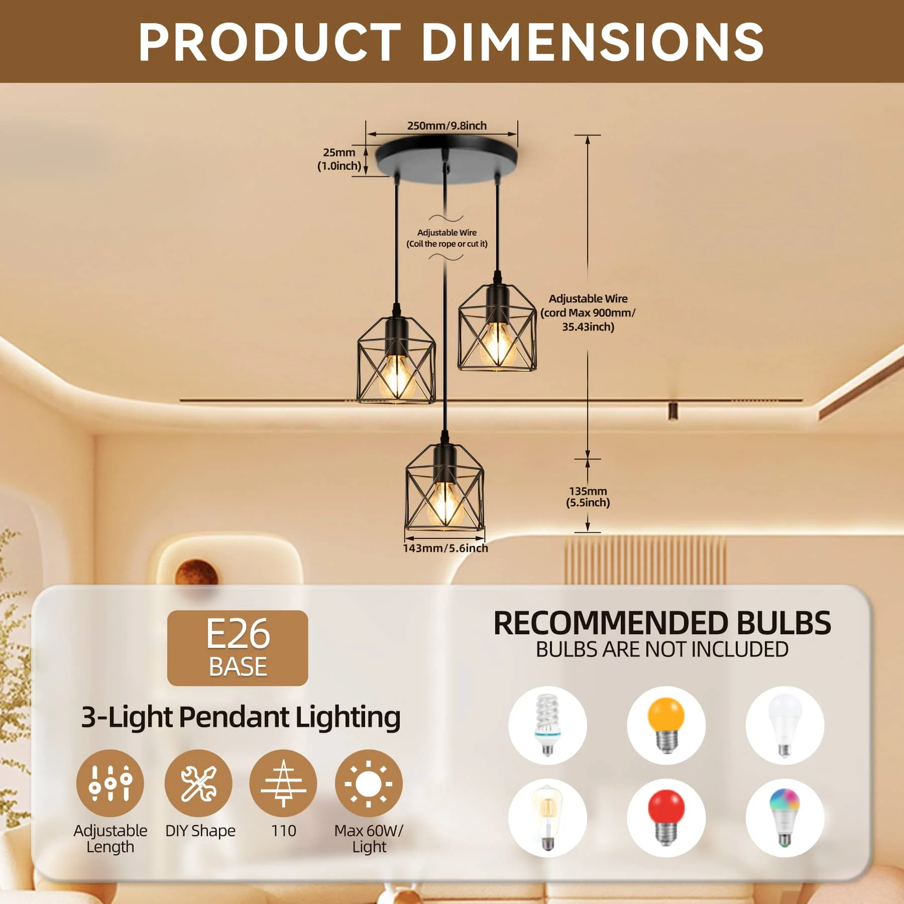 CANMEIJIA chandeliers iron style without a light source E26 light head-CANMEILIGHTS