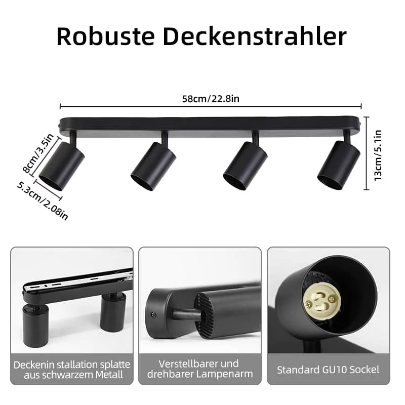 CANMEIJIA Long ceiling spotlight straight type GU10 does not include light source
