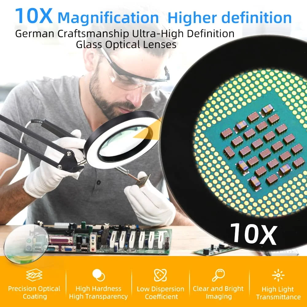 CANMEIJIA table lamp magnifying glass mechanical arm  USB three-color dimming -CANMEILIGHTS