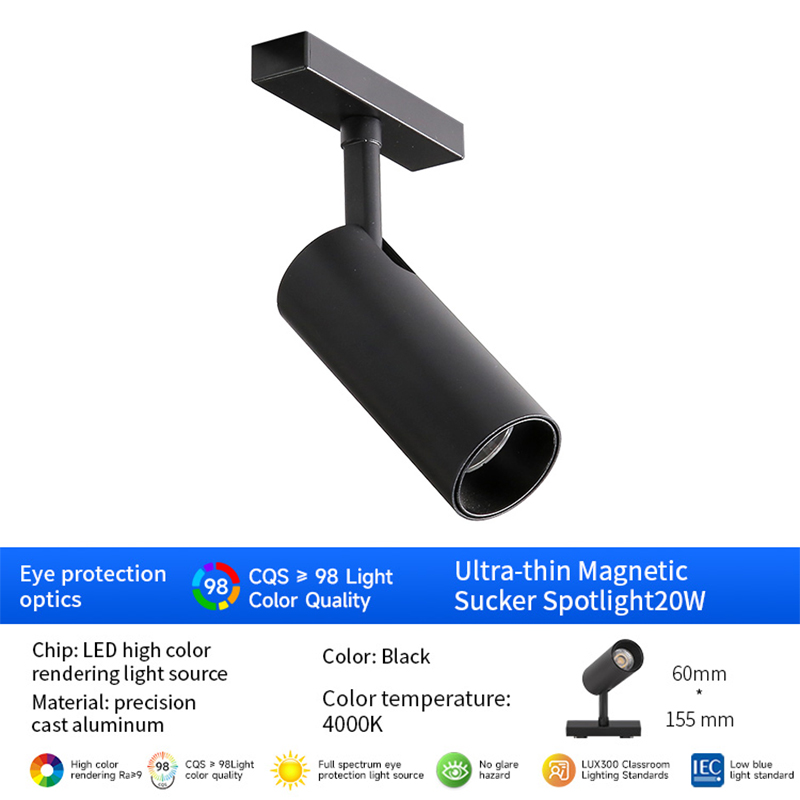 CANMEIJIA  Surface mounted magnetic light track spotlight black shell