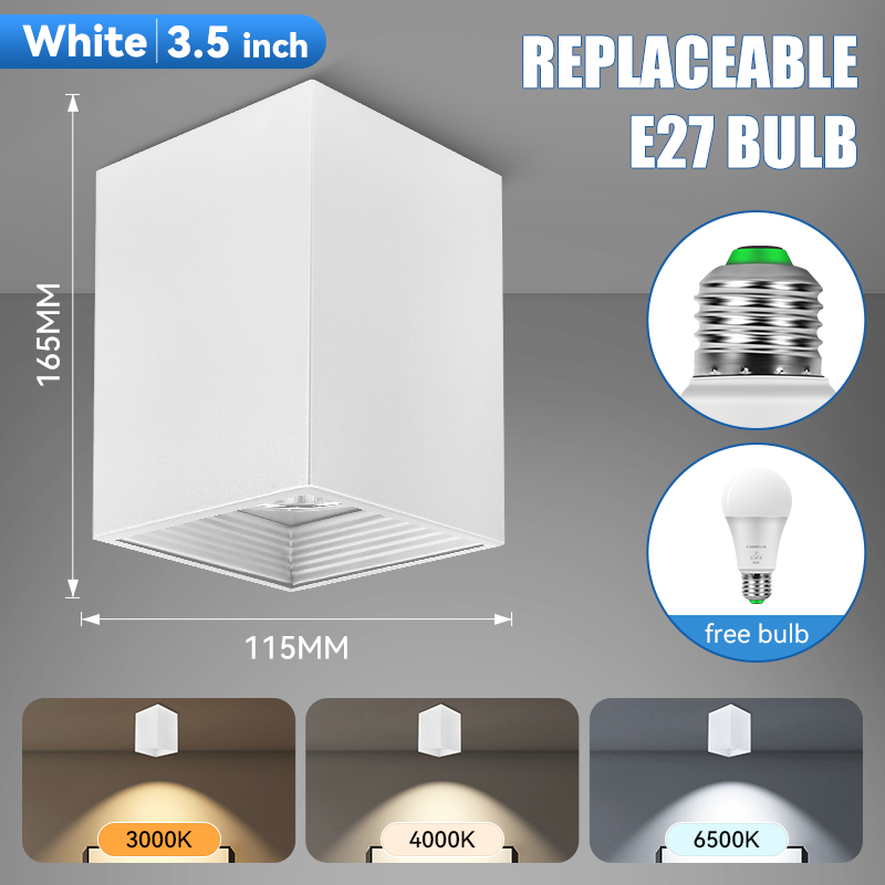 CANMEIJIA Surface-mounted downlight E27 (no light source) - Round/Square
