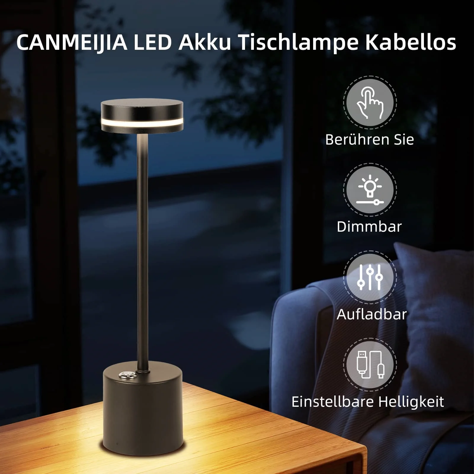 CANMEIJIA table lamp USB charging Three-color dimmer with memory function