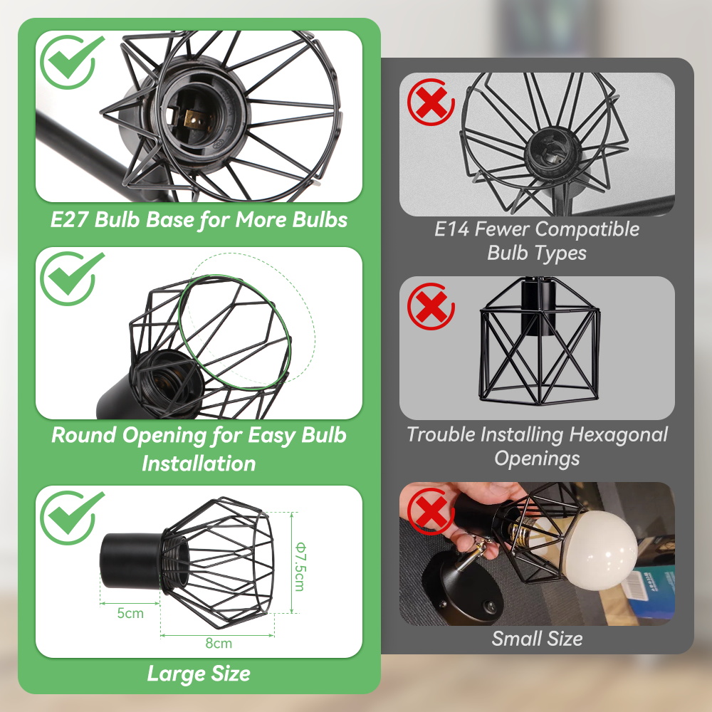 CANMEIJIA  Cage-style ceiling spotlight, E27 lamp holder (light source not included)