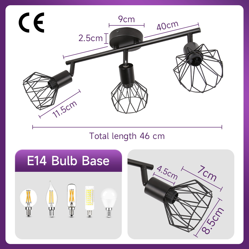 CANMEIJIA  Cage-style ceiling spotlight, E14 lamp base, ( light source not included )