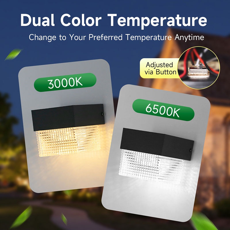 CANMEIJIA  Solar Wall Lamp, Model 001, Square Pattern Crystal Shade, Dual Color with DIP Switch