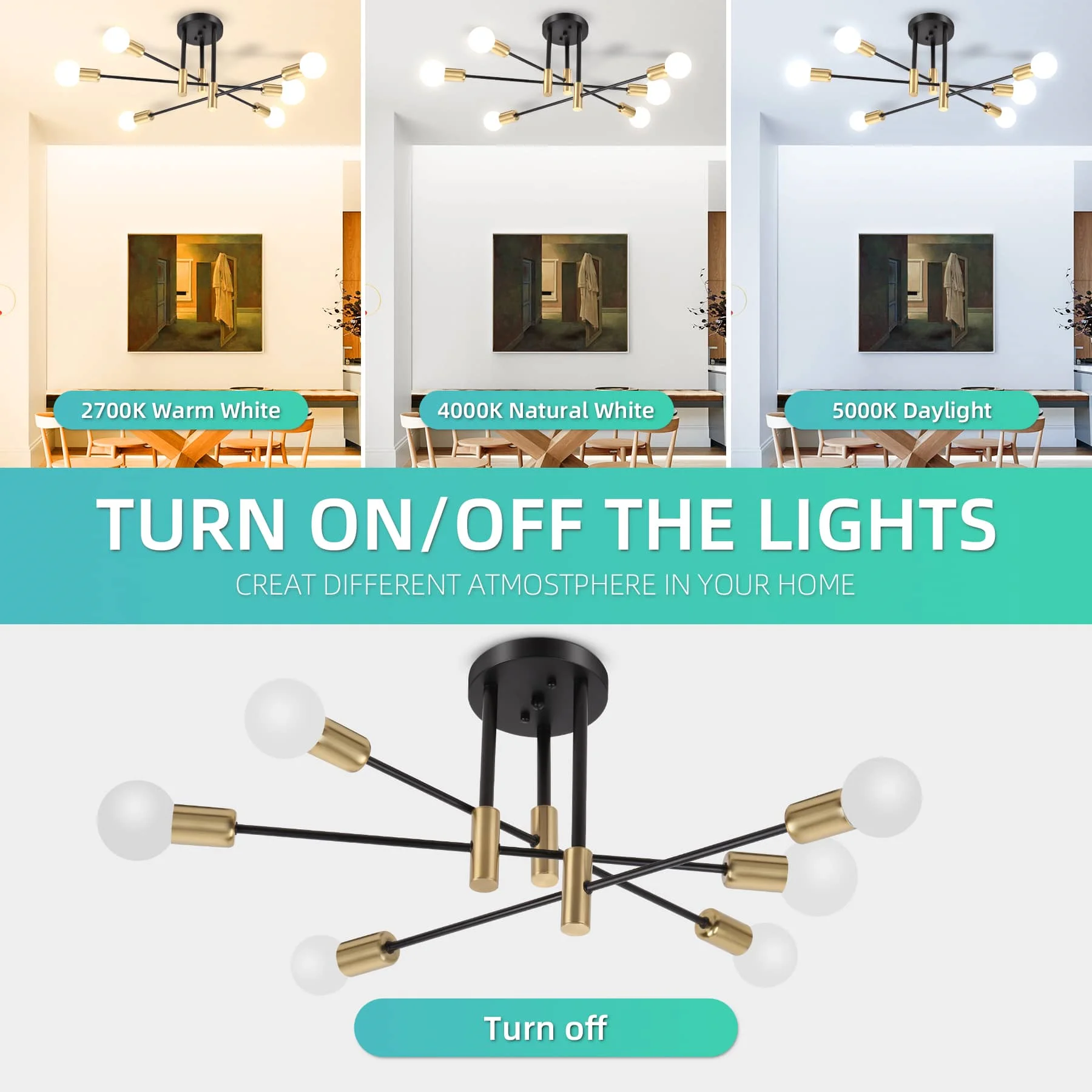 CANMEIJIA branch shape pendant 003 golden 6 lamp base E26 does not include light source