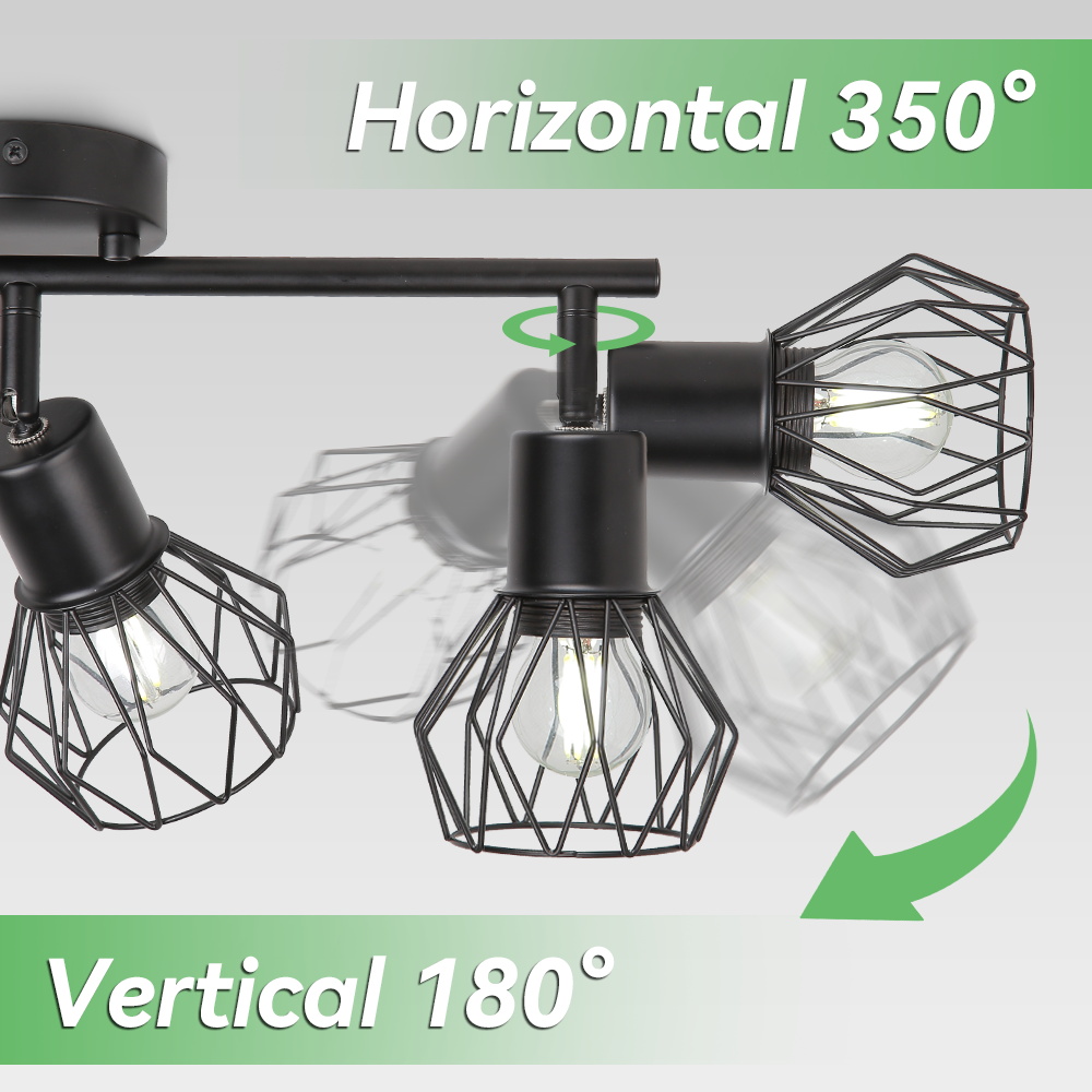 CANMEIJIA  Cage-style ceiling spotlight, E27 lamp holder (light source not included)