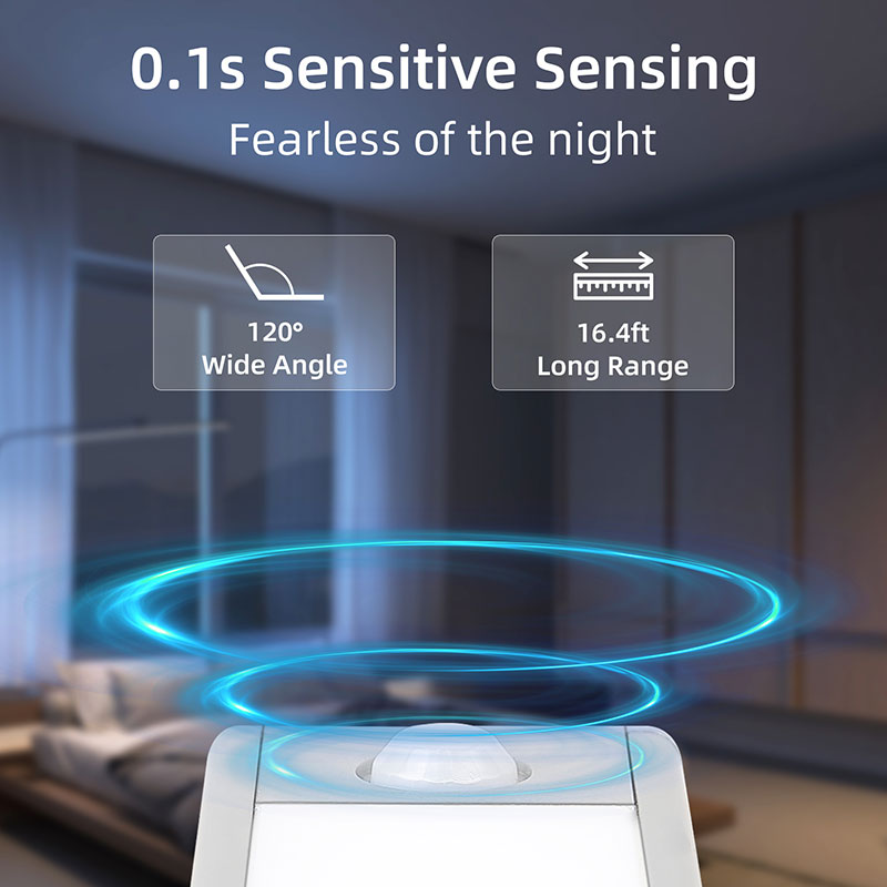 CANMEIJIA  Cabinet light, aluminum alloy, USB-powered, motion-activated, silver color, three-color stepless dimming