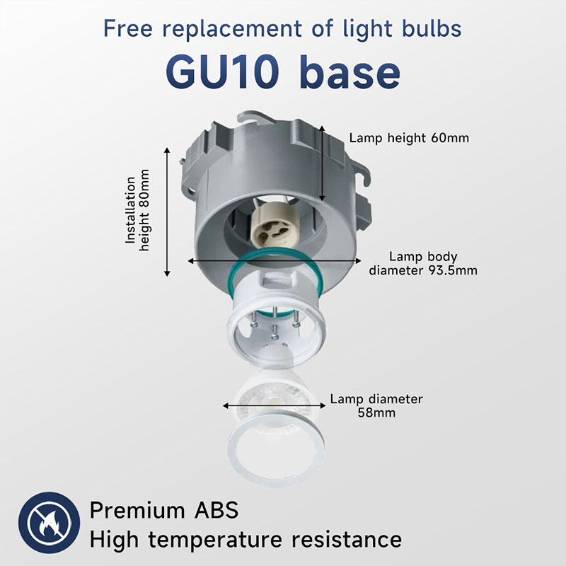 CANMEIJIA  Recessed downlight, GU10 socket, model 001 (light source not included)