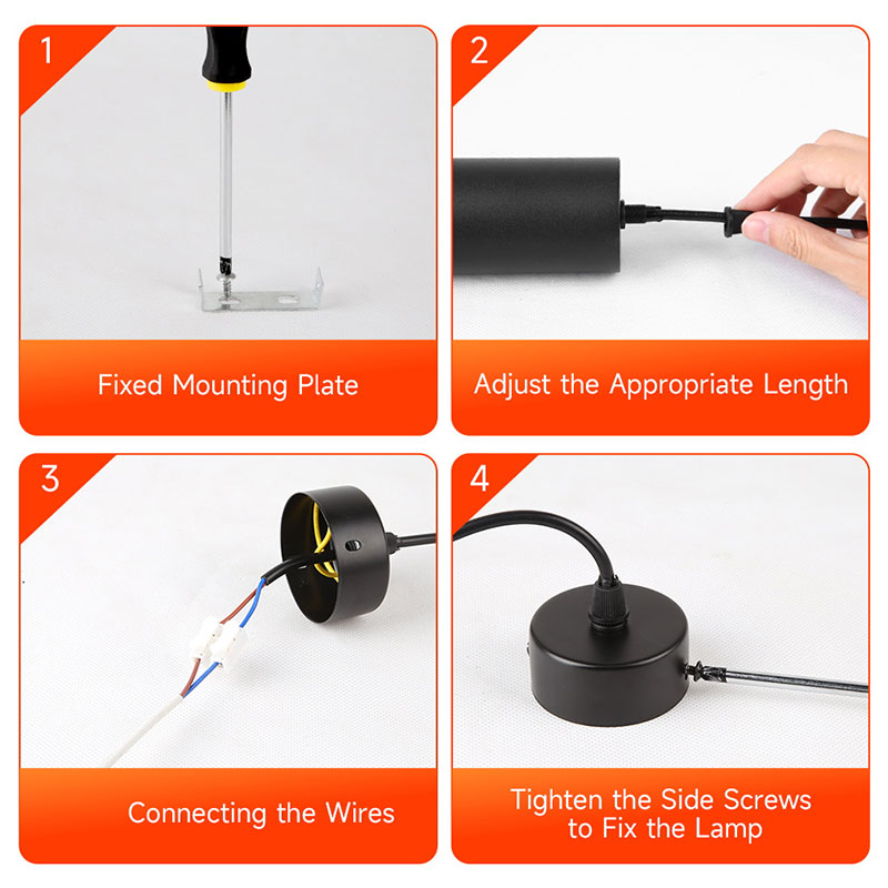 CANMEIJIA  Dining room pendant light with cylindrical design and acrylic halo, uses GU10 bulb