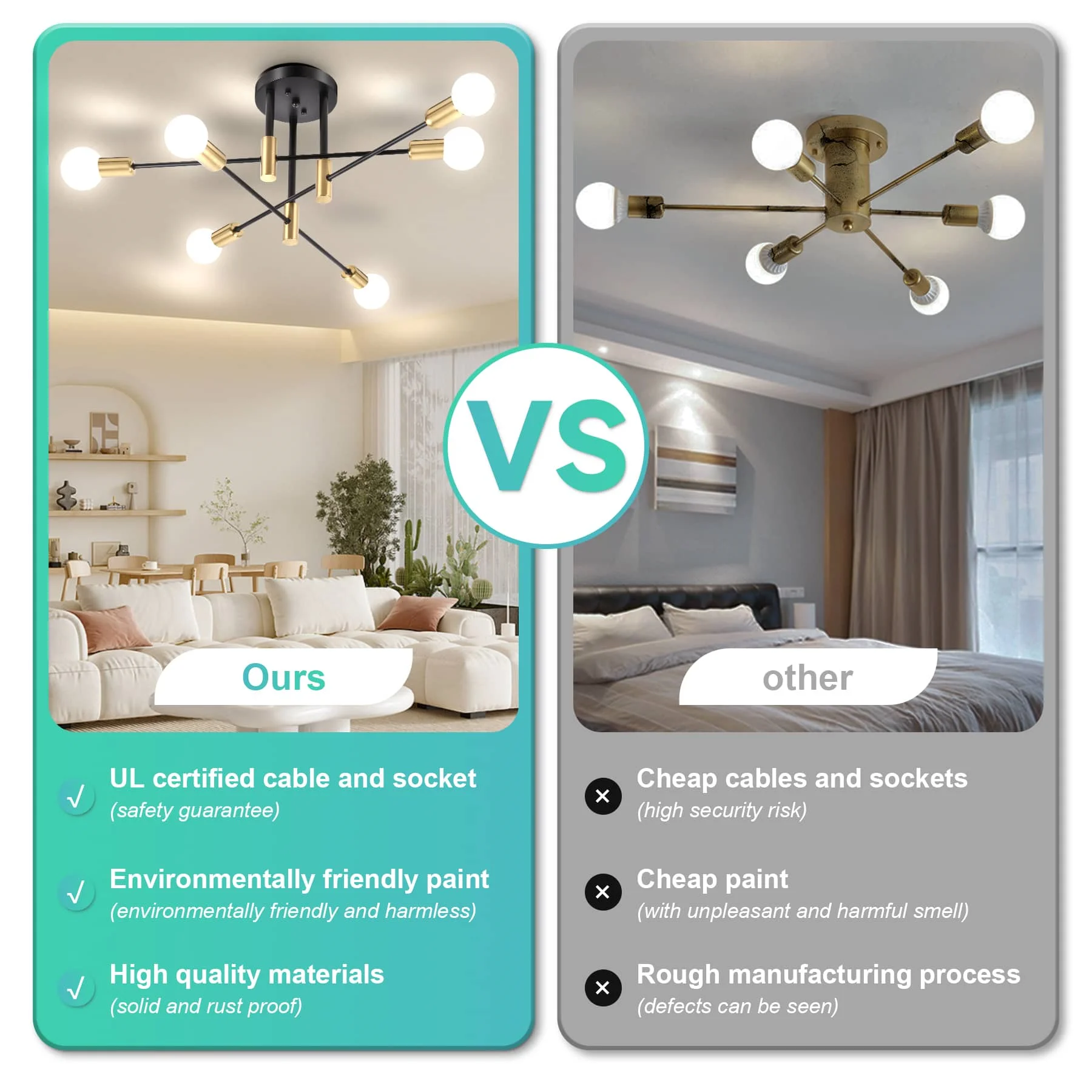 CANMEIJIA branch shape pendant 003 golden 6 lamp base E26 does not include light source