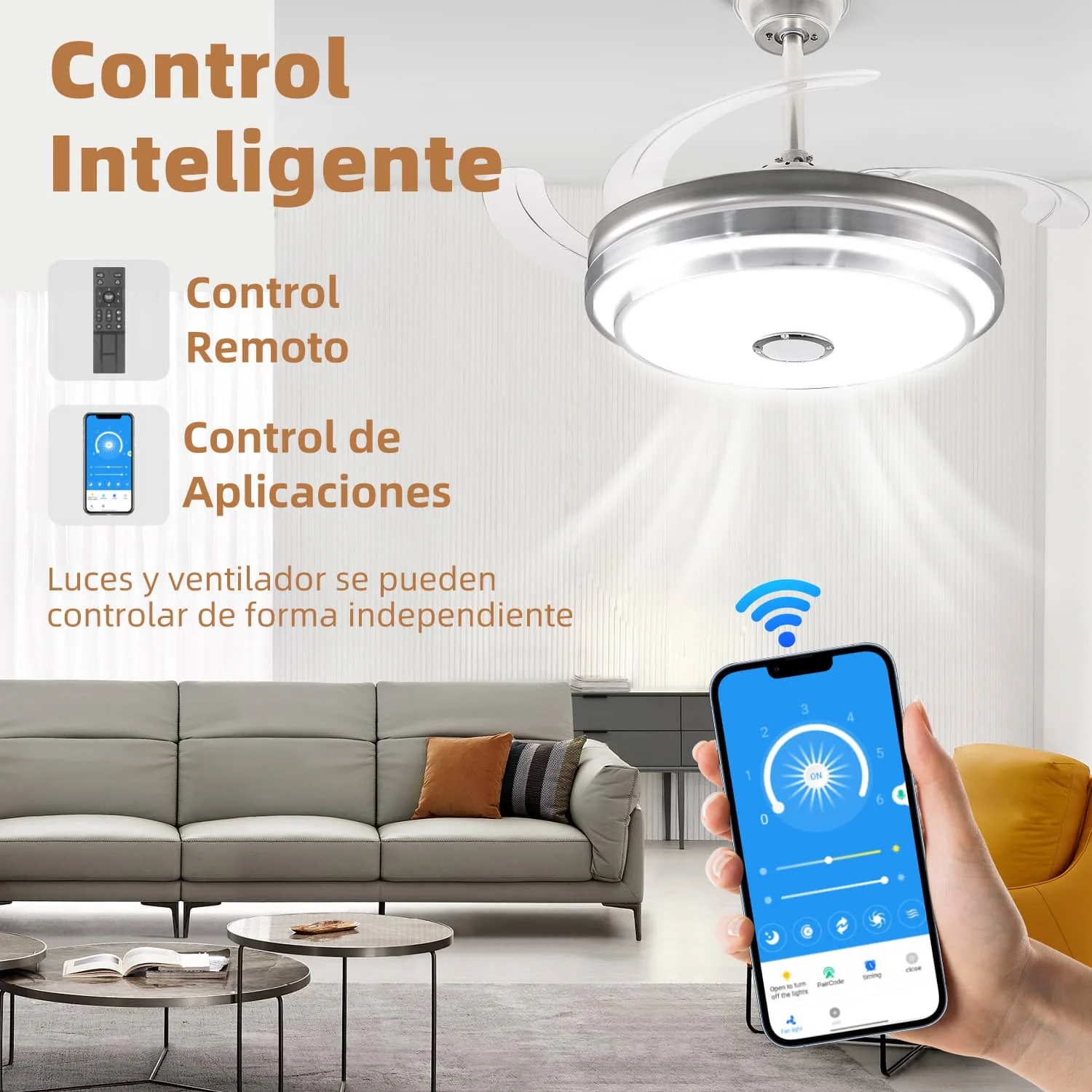 CANMEIJIA Fan chandelier model 001 with Bluetooth speaker, wide voltage remote control + APP