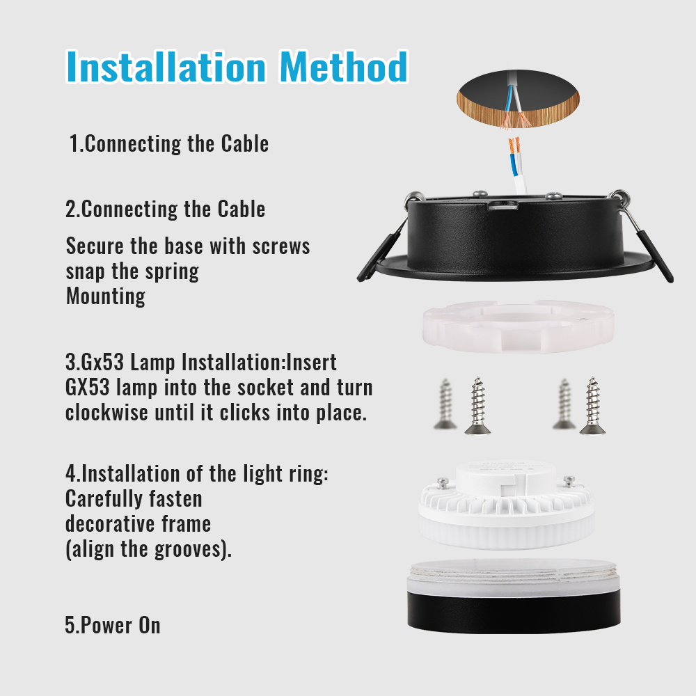 CANMEIJIA Recessed Downlight GX53 without Light Source 001