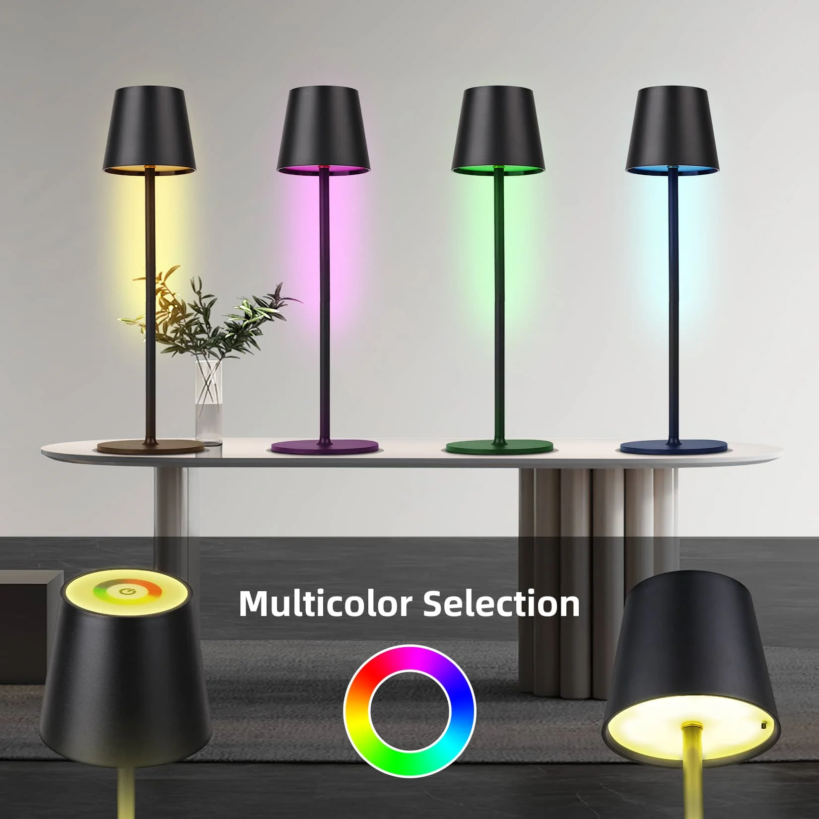 CANMEIJIA Simple desk lamp wine glass USB charging RGBCW touch dimming and color adjustment