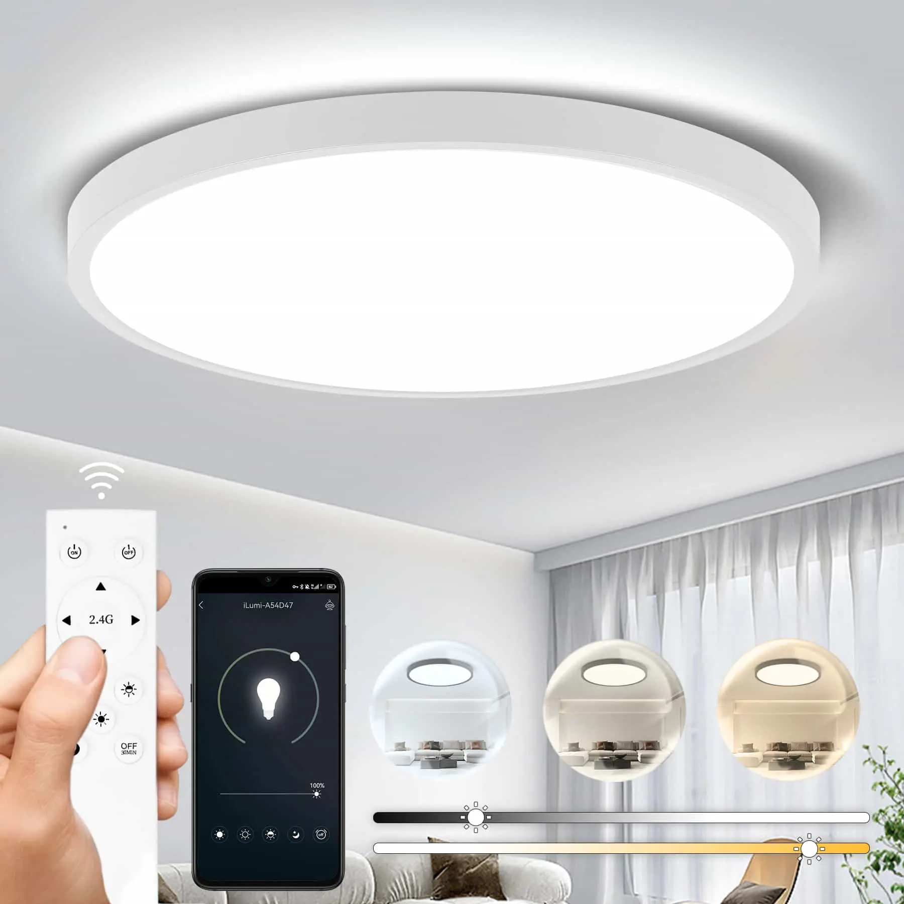 CANMEIJIA ceiling light Ultra-thin edge-lit 2.4G stepless dimming and color matching