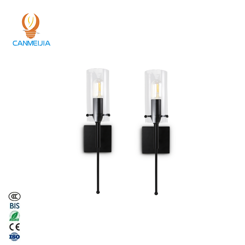 CANMEIJIA  Wall lamp glass model 001 single head black/gold square base 