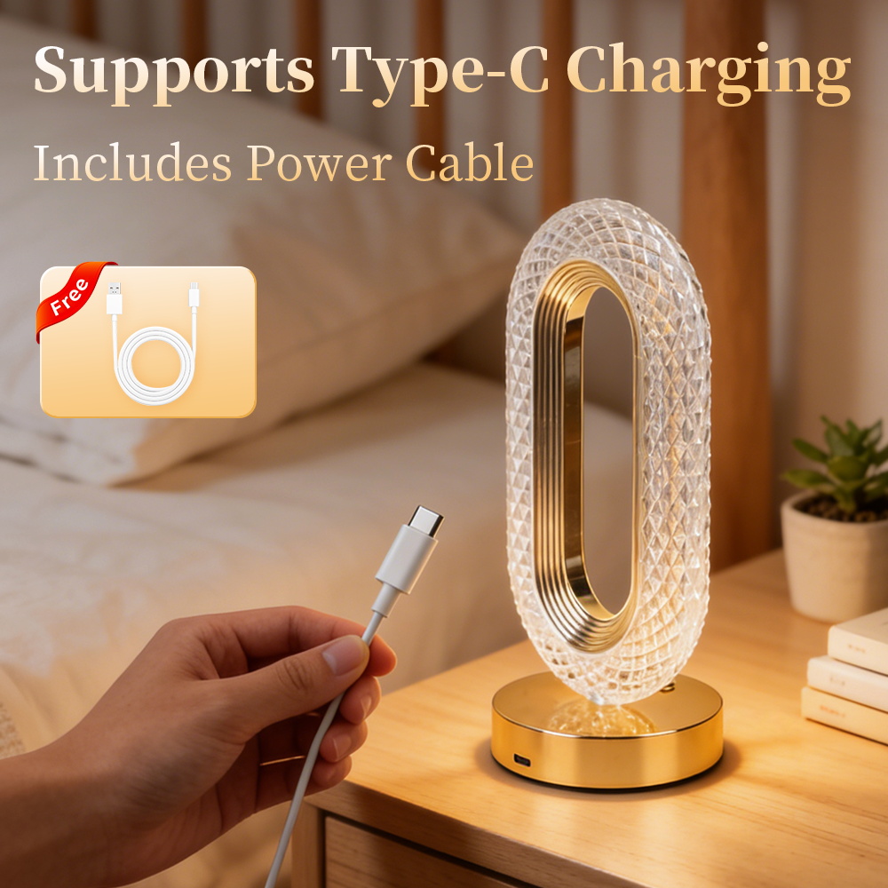 Rechargeable Crystal LED Night Light - Star, Moon & Oval