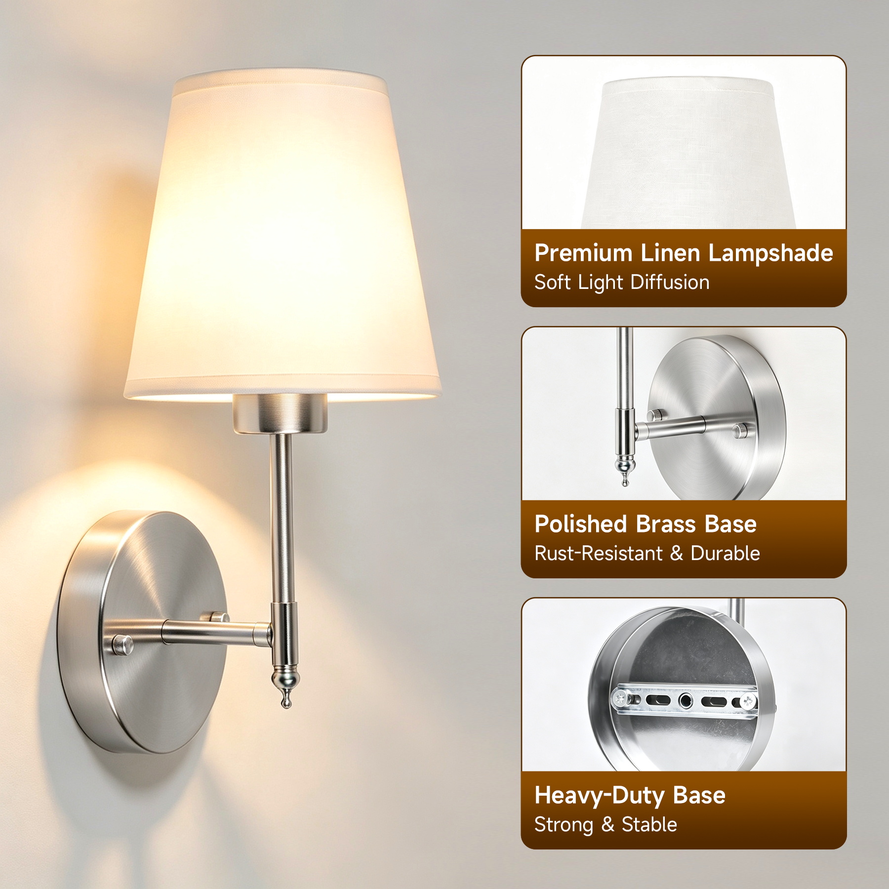CANMEIJIA Fabric-covered wall lamp with rechargeable bulb
