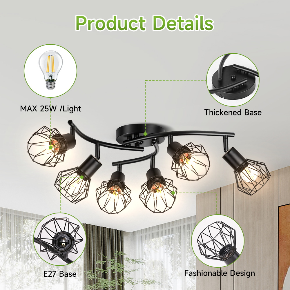 CANMEIJIA  Round ceiling spotlight in iron cage style