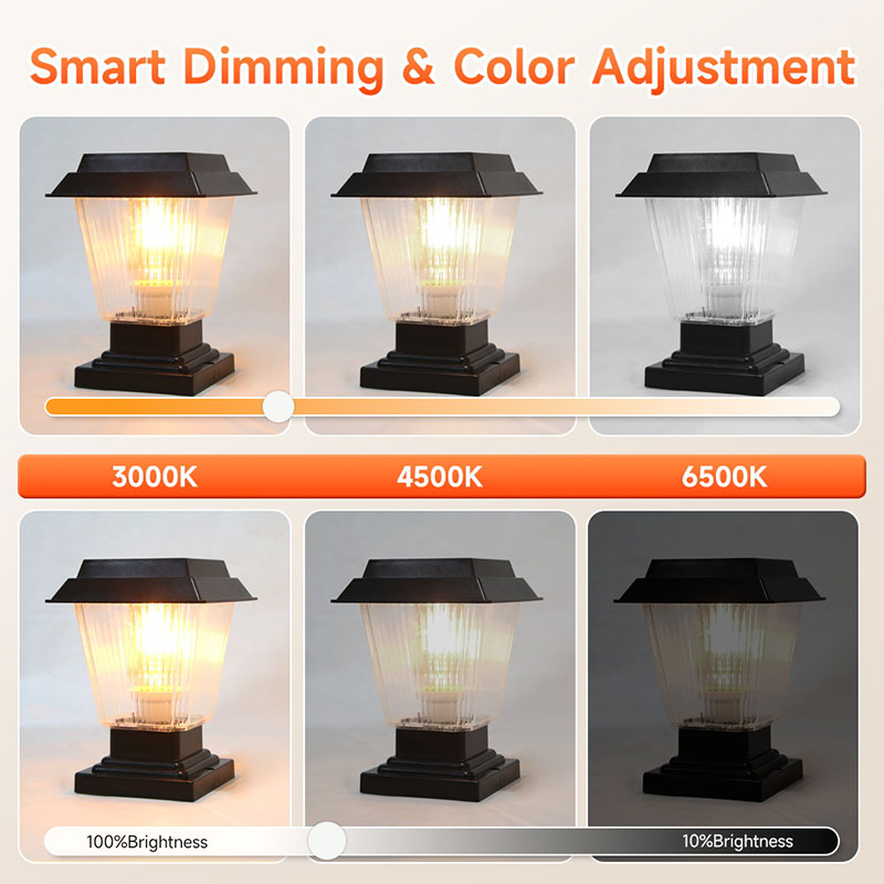 CANMEIJIA  Pillar lamp with power supply + solar power, model 001, three-color changing light