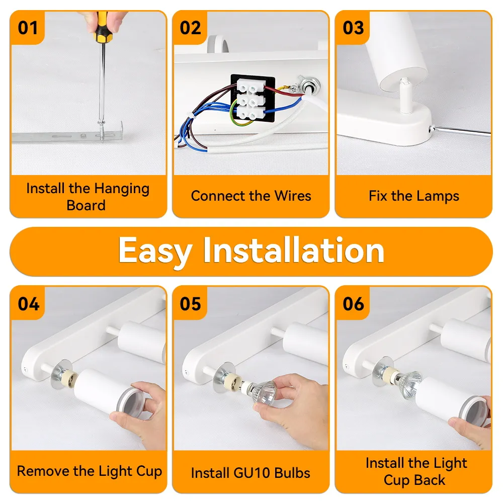 CANMEIJIA Long Strip Ceiling Spotlight, Straight Cylinder with Acrylic Ring, Model GU10