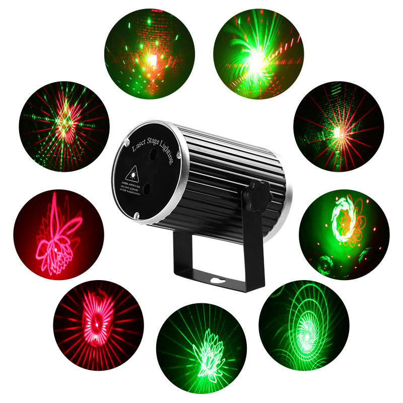 （CANMEIJIA) Cylindrical projection stage light red and green laser with voice control 3W black 