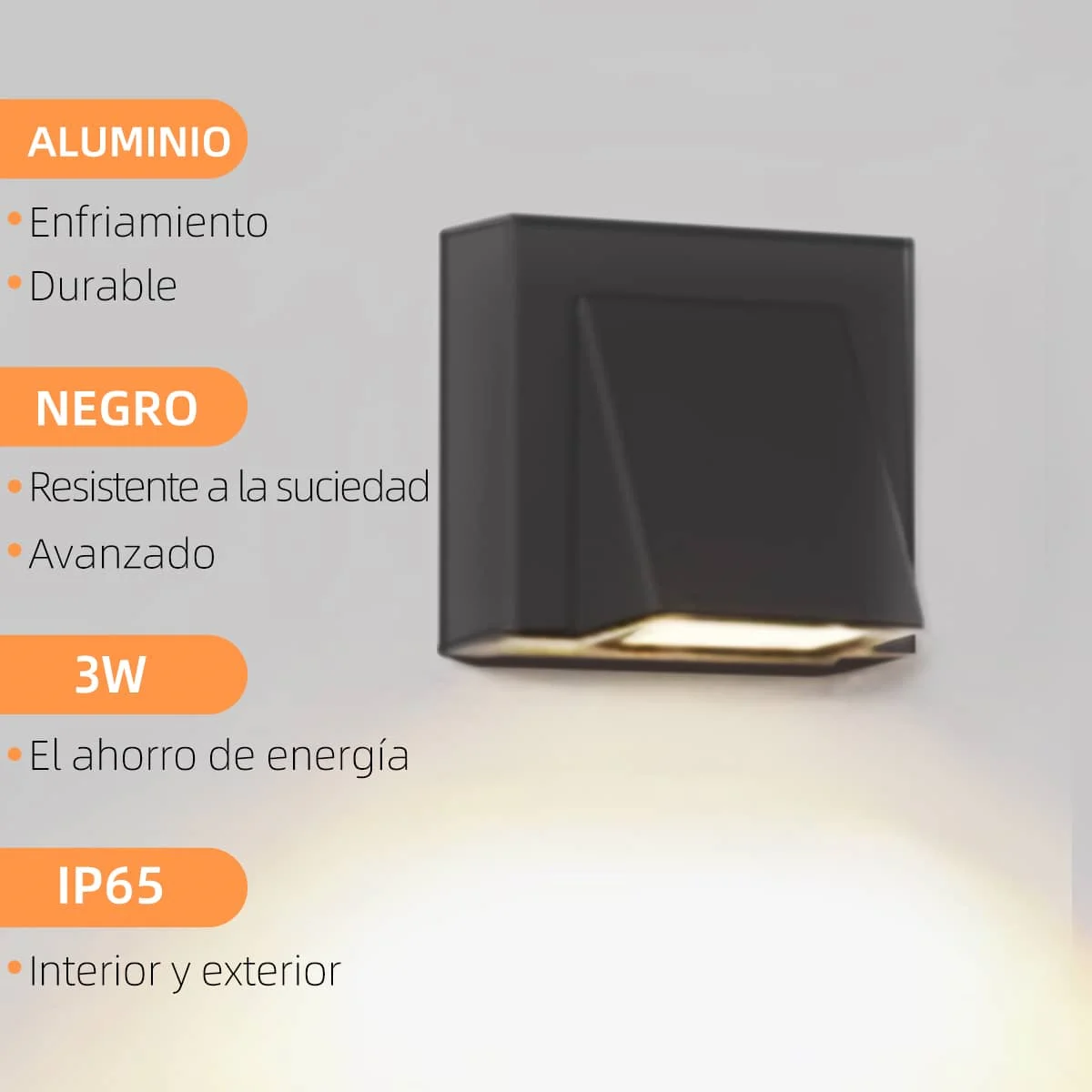 CANMEIJIA  Wall Lamp DM-BD01 Aluminum Wide Pressure Black Shell 3W Warm Light