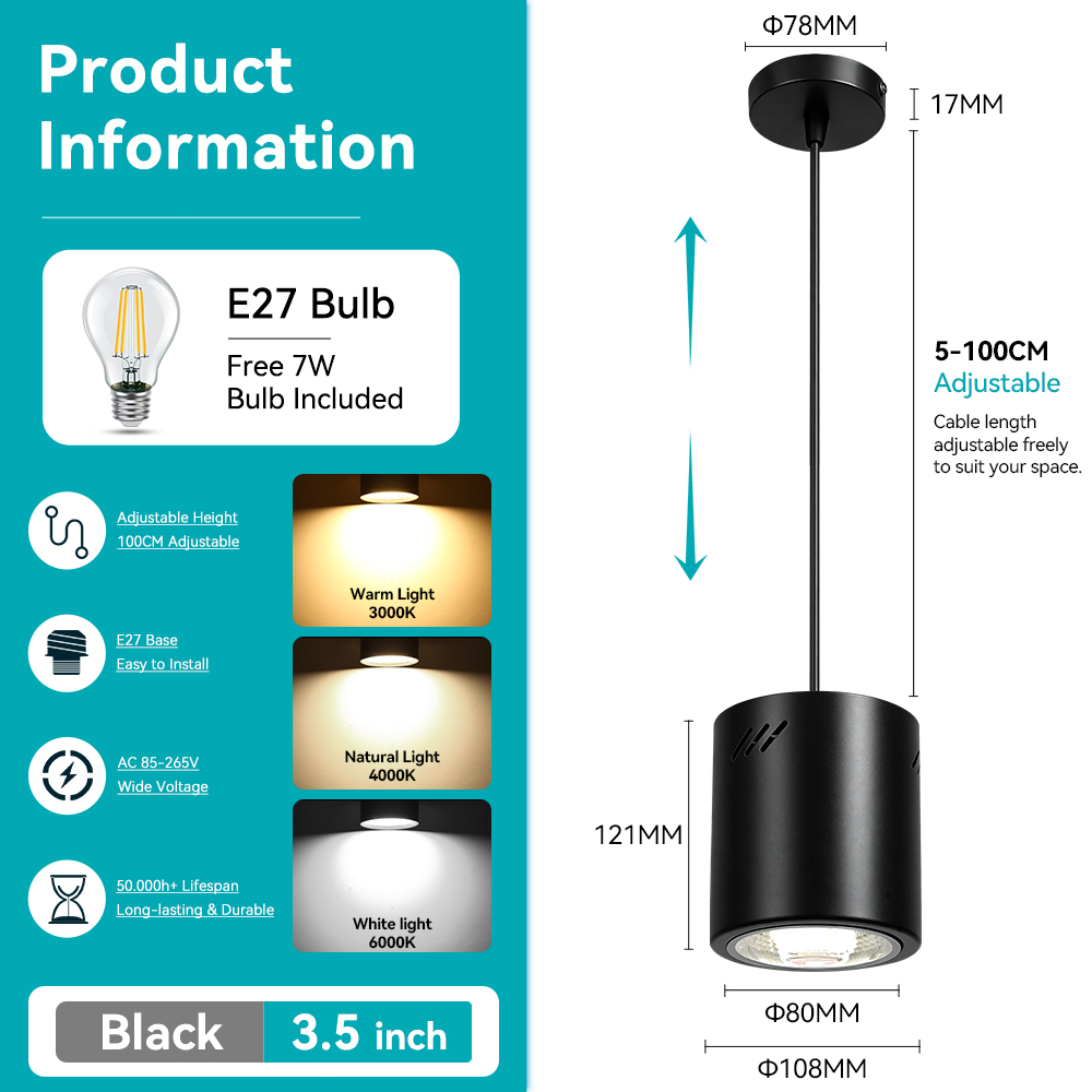 CanMeiJia Ceiling-mounted pendant downlight (E27, without light source)