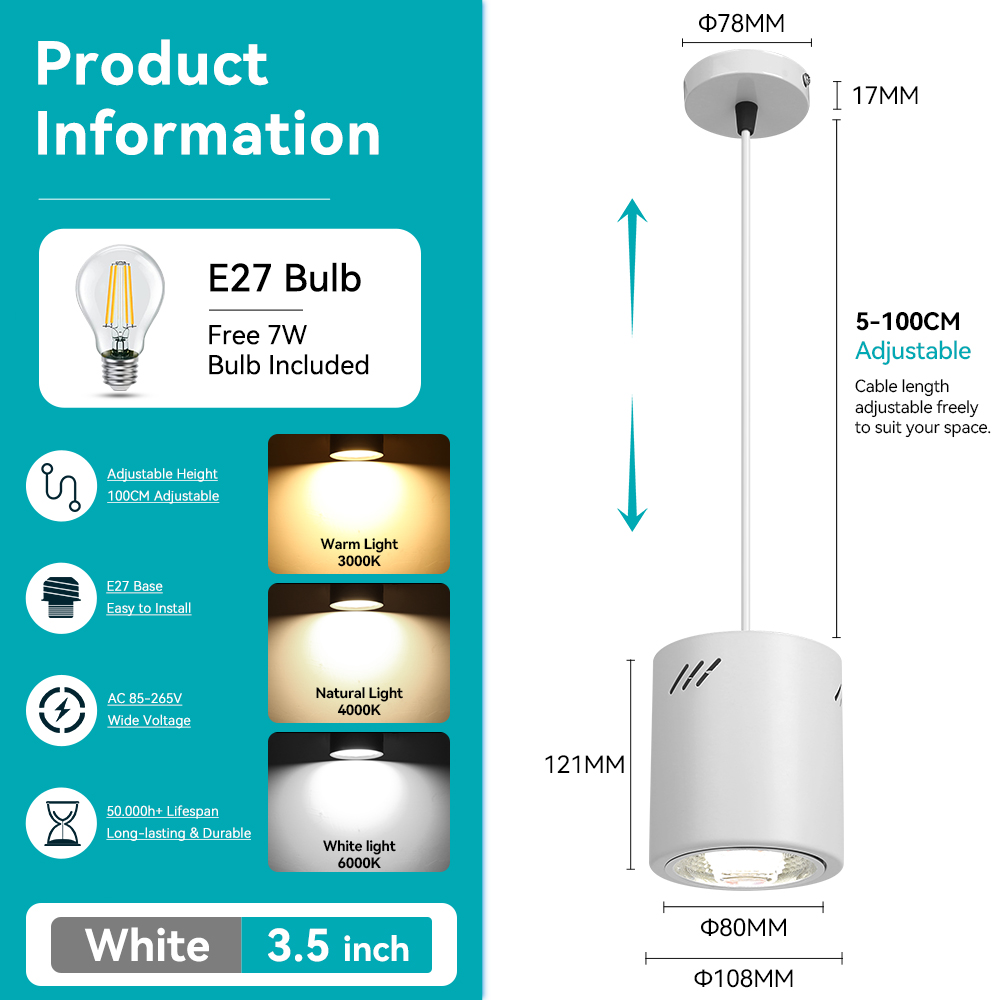 CanMeiJia Ceiling-mounted pendant downlight (E27, without light source)