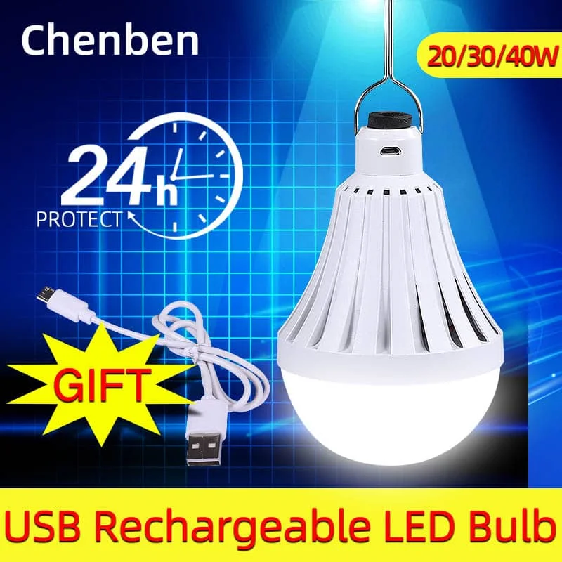 CANMEIJIA 12W 20W high lumen rechargeable lamps 30W 40W Smart Emergency Rechargeable LED Light Bulb