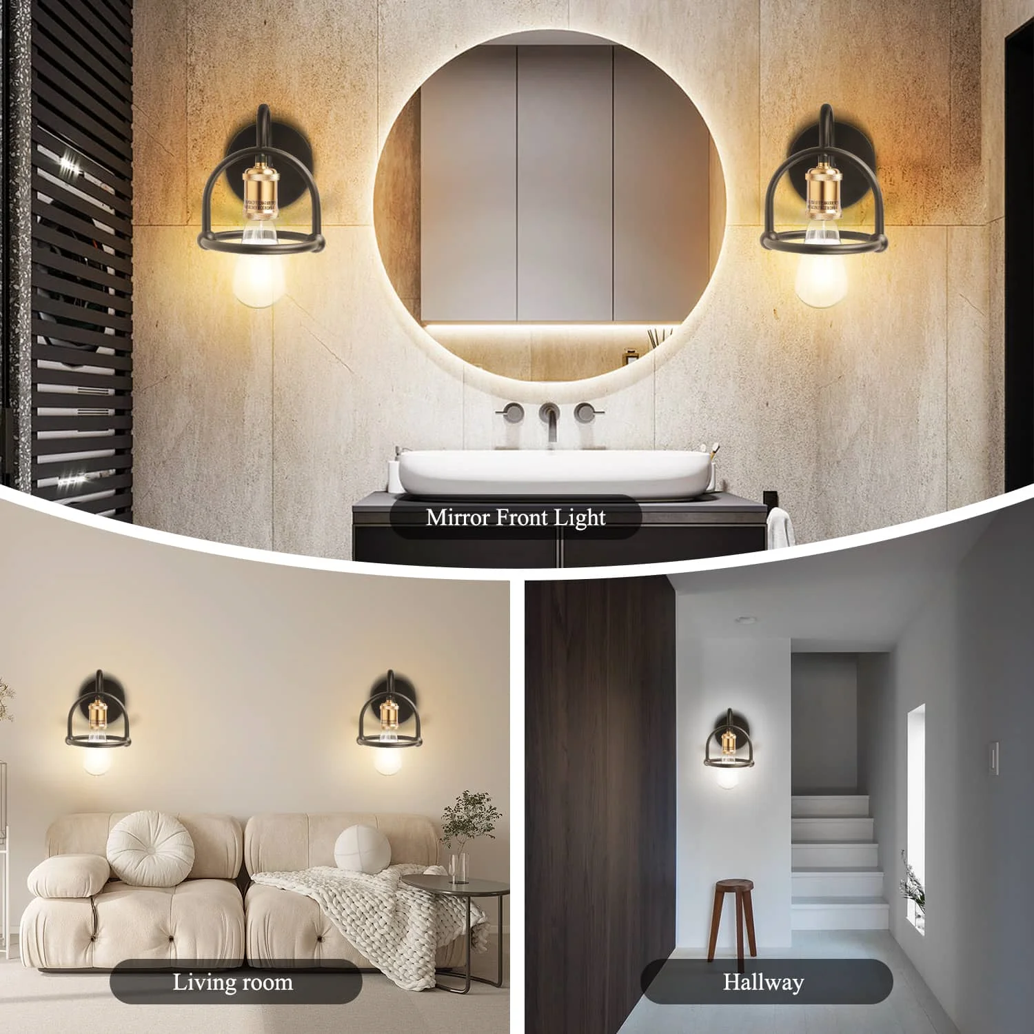 CANMEIJIA  Retro wall lamp two-piece set E26 socket without bulb model 005