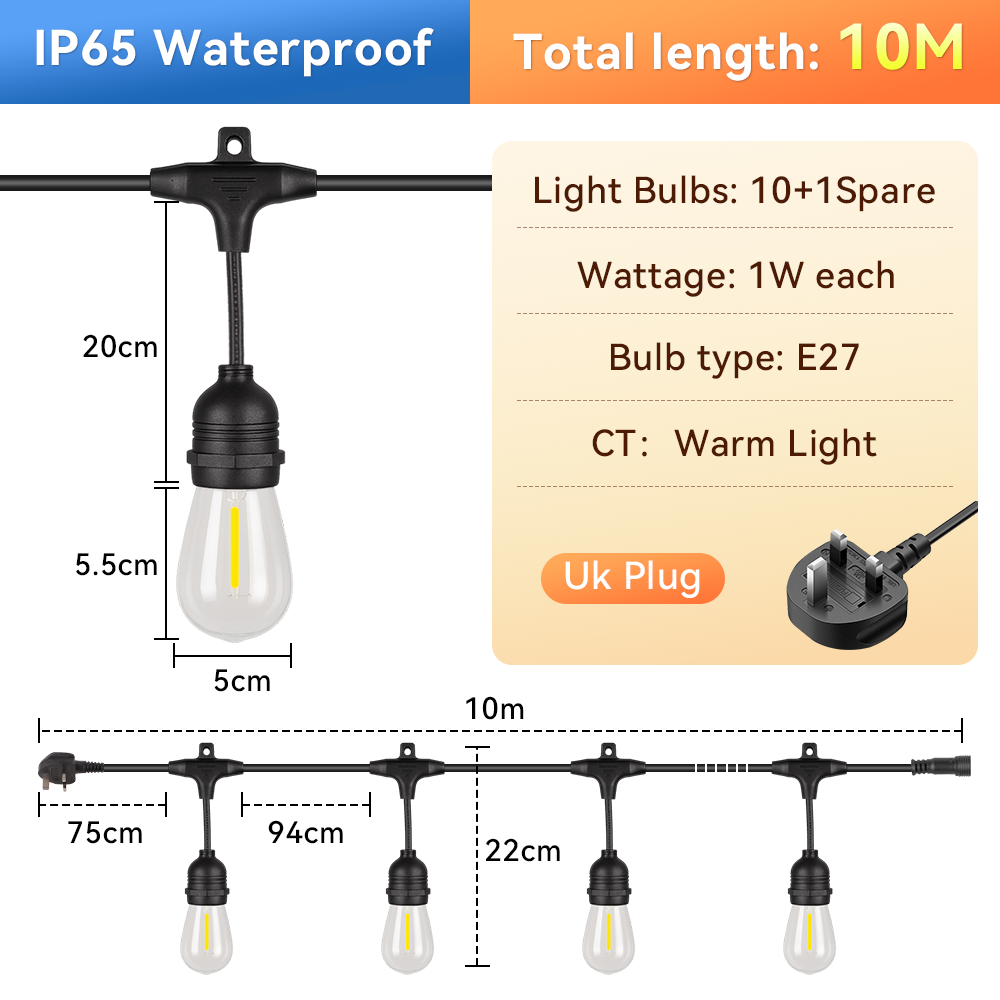 CANMEIJIA High-Voltage Lighting String Model 001, UK Standard Large Three-Pin Plug