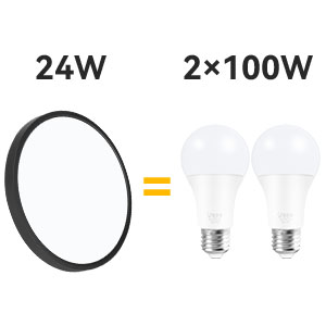 CANMEIJIA American Style Ceiling Lamp, Round Black Shell, 24W White Light