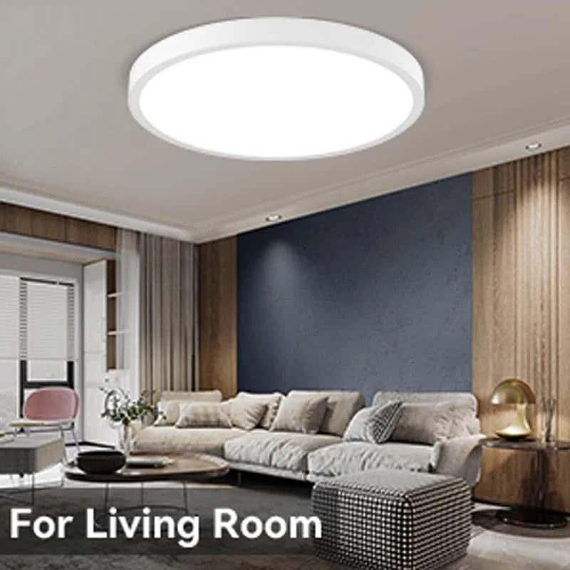 CANMEIJIA  American Style Ceiling Lamp, Round Black Shell, 24W White Light