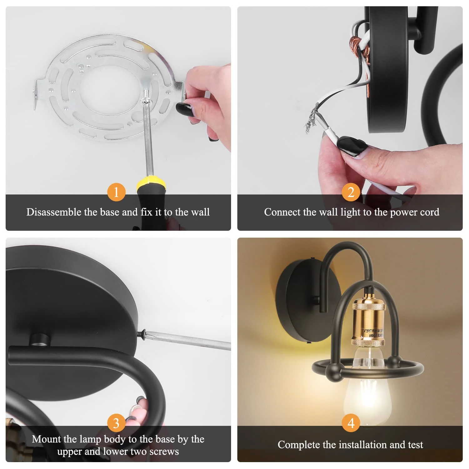 CANMEIJIA  Retro wall lamp two-piece set E26 socket without bulb model 005