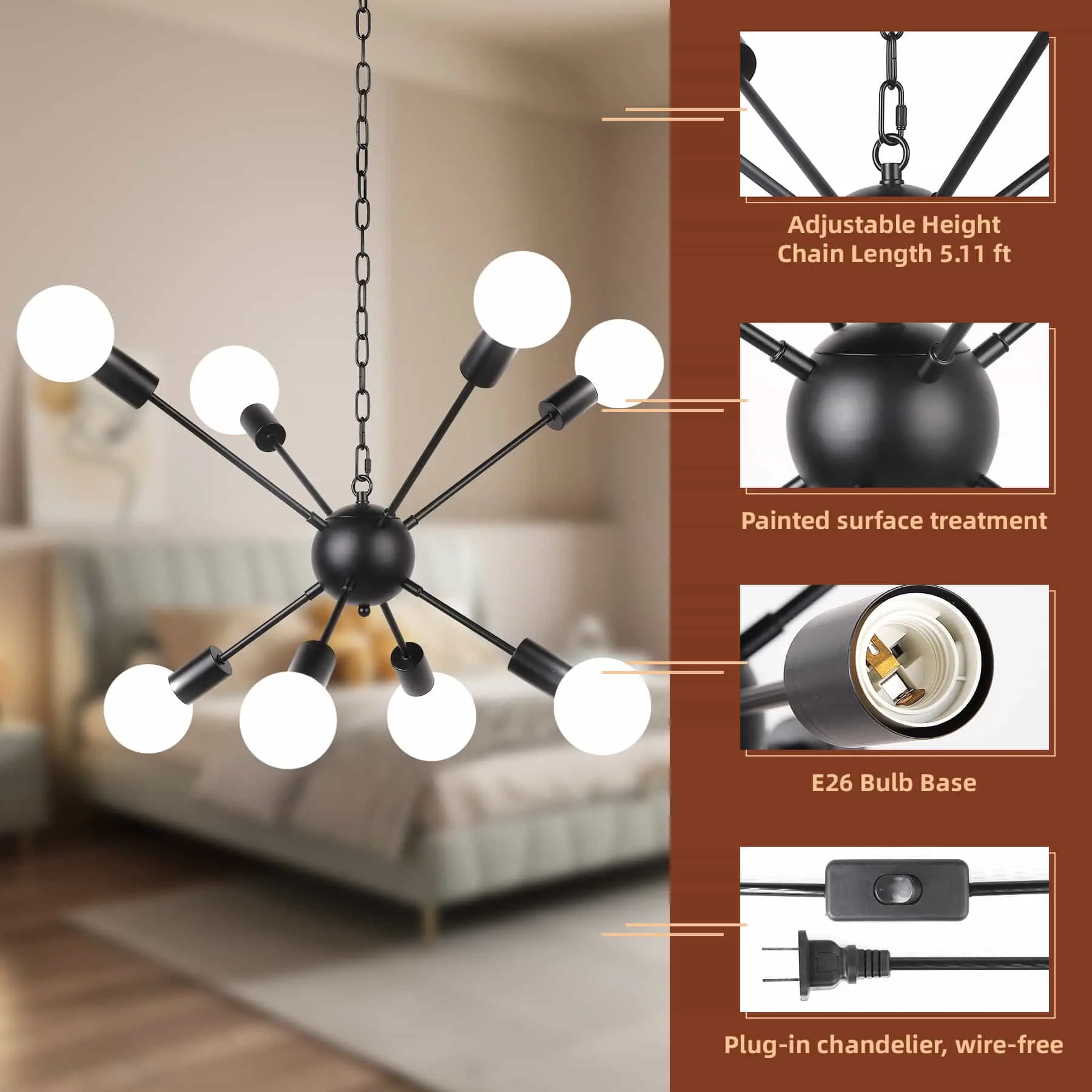 CANMEIJIA chandeliers sea urchin style suspension chain no light source