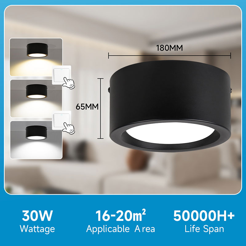 CANMEIJIA  Surface-mounted Downlight, Metal Casing, 65mm High